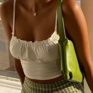 Princess Polly Tilly Top, white ruched crop top